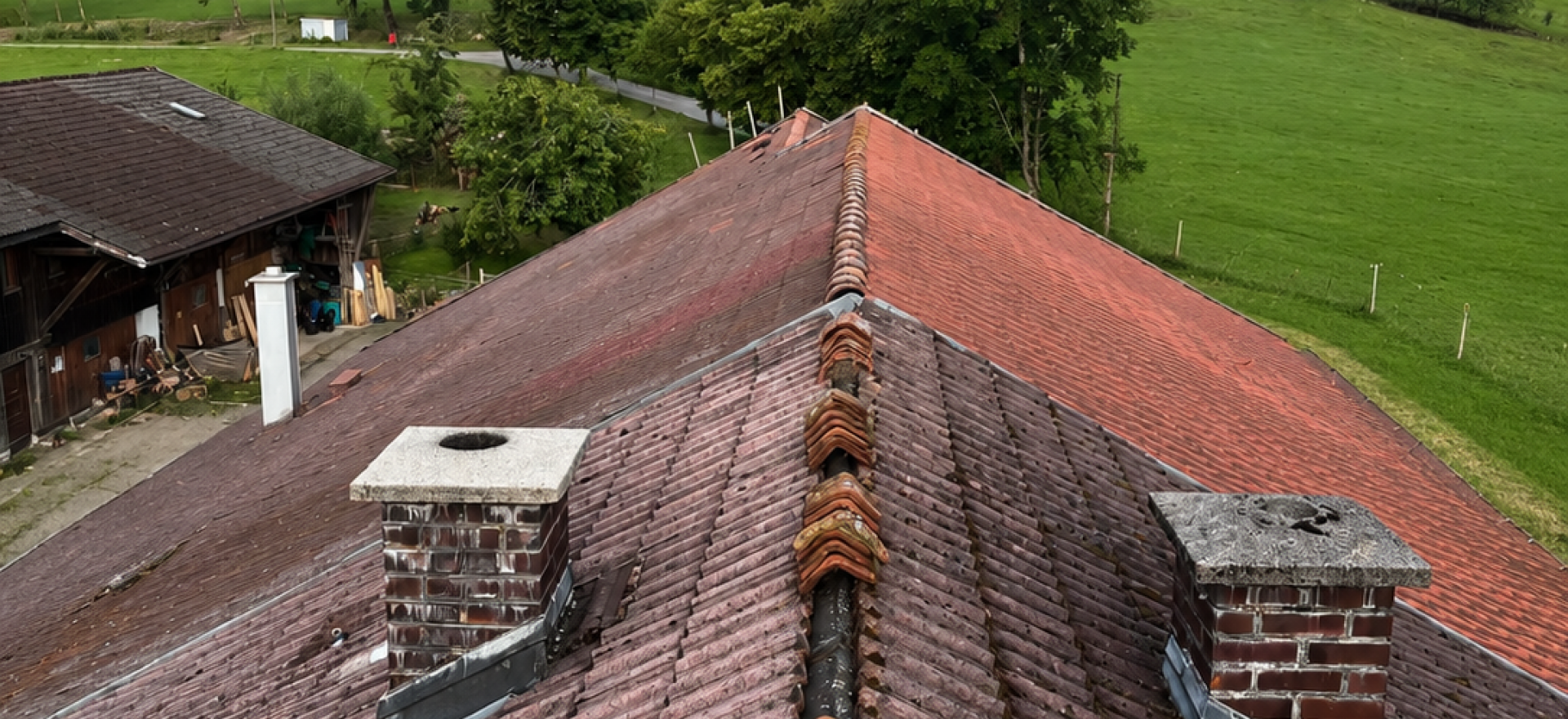 Wohnhaus mit geneigtem Ziegeldach